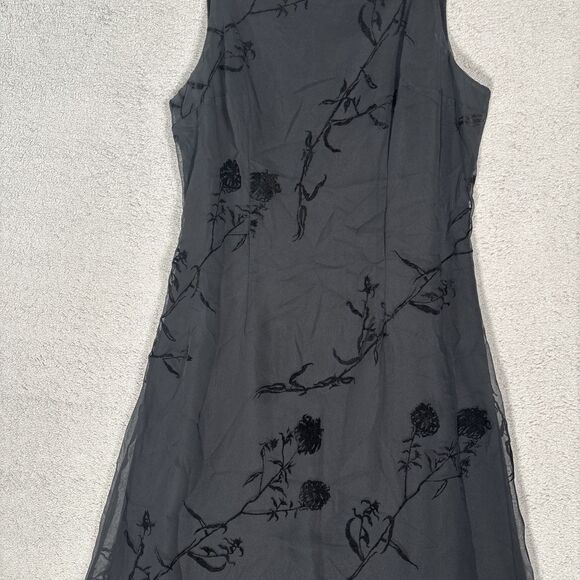 VNTG Helene Blake Women’s Dress Size M Layered Chiffon Velvet Burnout Whimsigoth - Picture 3 of 14